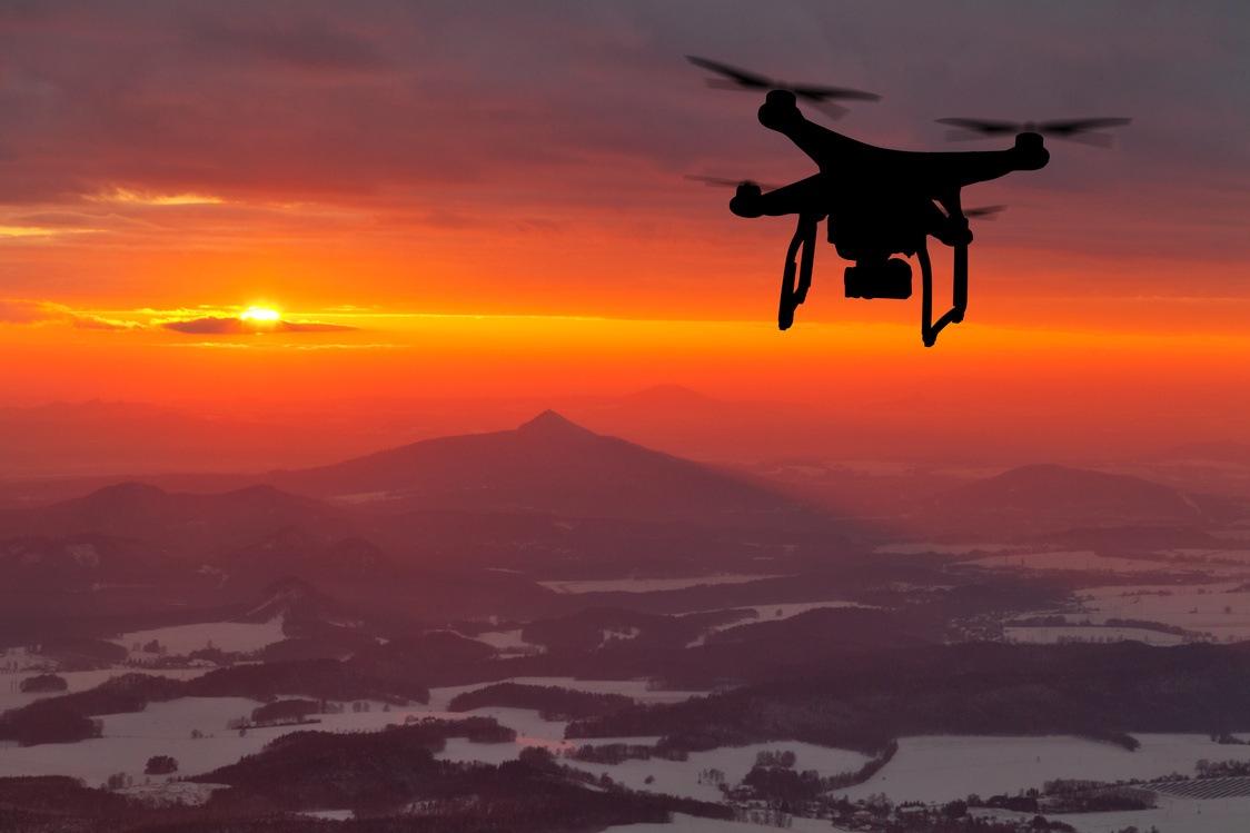 Drone Silhouette Flying 